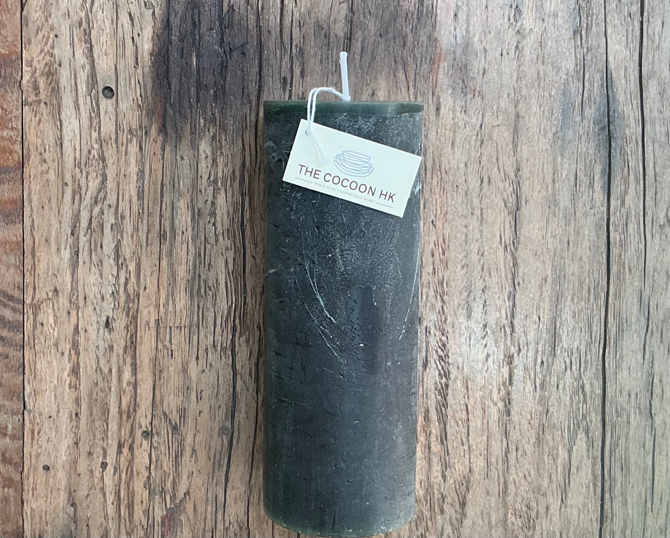 Rustic pillar candle 7x18cm - green