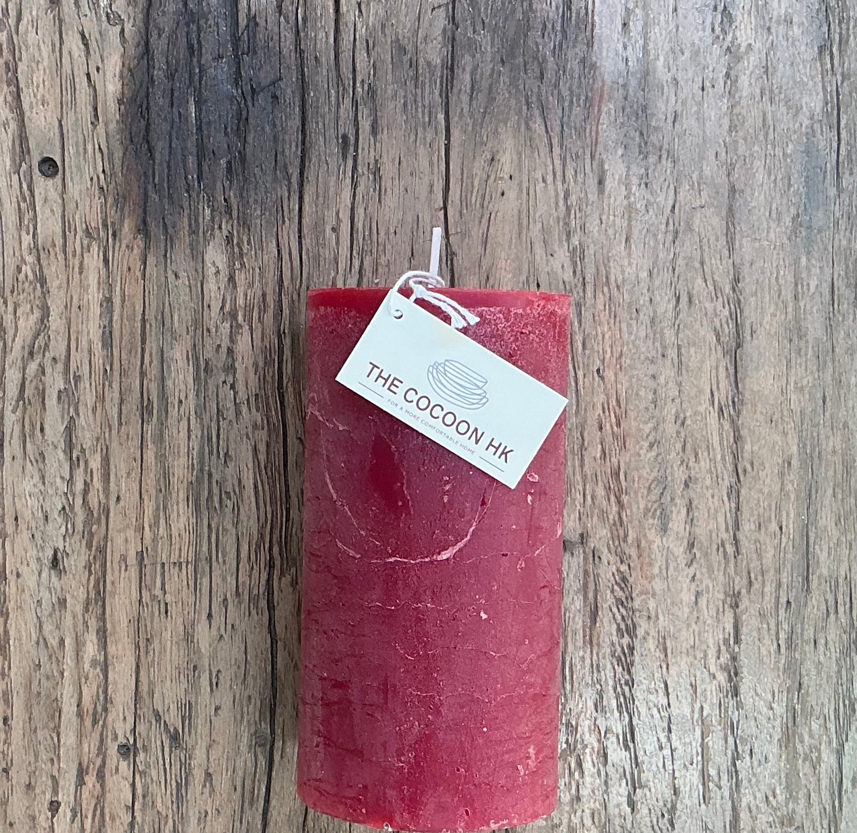 Rustic pillar candle 7x13cm - red