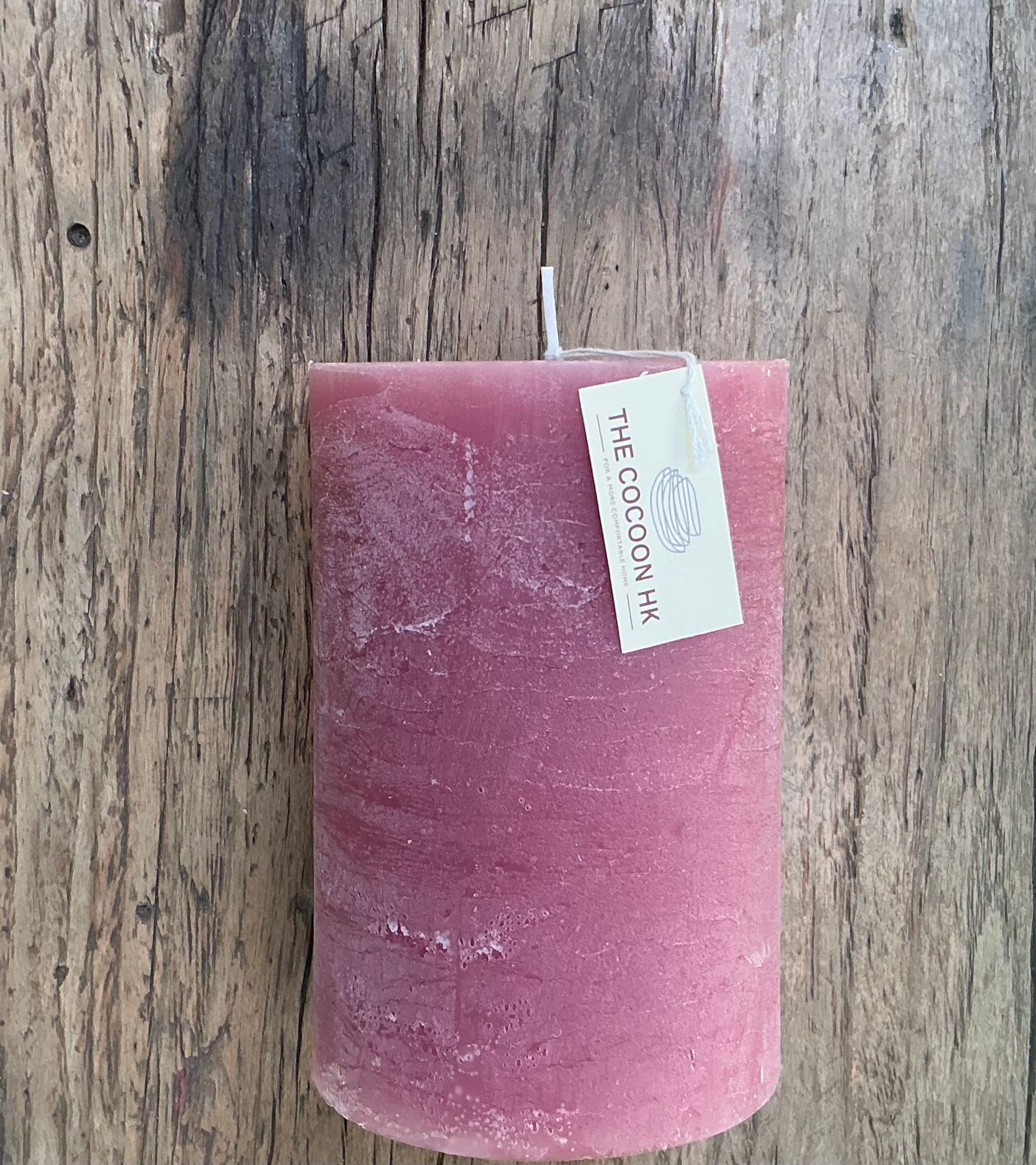 Rustic pillar candle 10x15cm - dark pink